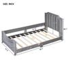 CITYLIGHT Twin Size Bed Frame for Kids, Upholstered Daybed with Classic Stripe Shaped Headboard, Velvet Twin Platform Bed, Wood Twin Sofa Bed for Girls Boys, No Box Spring Needed, Gray view 2