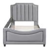 CITYLIGHT Twin Size Bed Frame for Kids, Upholstered Daybed with Classic Stripe Shaped Headboard, Velvet Twin Platform Bed, Wood Twin Sofa Bed for Girls Boys, No Box Spring Needed, Gray view 4
