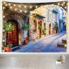 Loccor Italy Theme Tapesrty Italy Town Charming Floral Street Medieval Towns Scenery Wall Hanging Alley Scenery Tapestry Italian Theme Party Supplies Home Living Room Decor 179''x118'' view 1