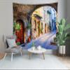 Loccor Italy Theme Tapesrty Italy Town Charming Floral Street Medieval Towns Scenery Wall Hanging Alley Scenery Tapestry Italian Theme Party Supplies Home Living Room Decor 179''x118'' view 4