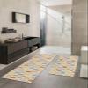 Bathroom Rugs Set of 2 Orange Leaves Pattern Bath Mats Gray Yellow Runner Rugs, Absorbent Doormats Quick Dry Area Carpet, Non Slip Floor Mat for Bathtub Shower Kitchen Hallway Laundry view 2