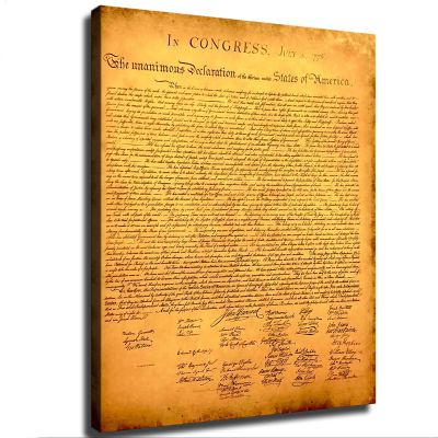 1776 United States Declaration of Independence Canvas Poster Modern Aesthetic Picture Wall Art Home Office Decoration Painting Holiday Gift (Unframed,1620inch)