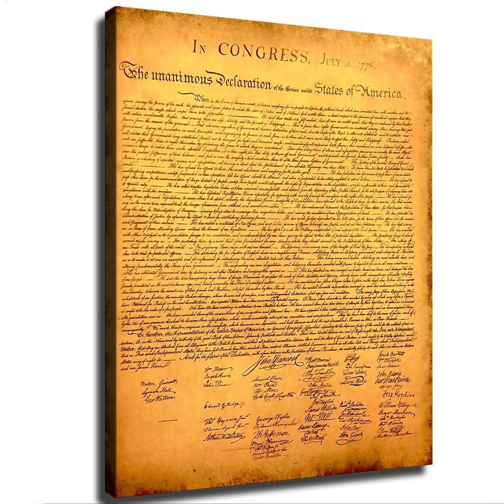 1776 United States Declaration of Independence Canvas Poster Modern Aesthetic Picture Wall Art Home Office Decoration Painting Holiday Gift (Unframed,1620inch)