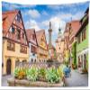 Loccor Germany Town Scenery Tapestry Classical Rothenburg Street Scene Wall Tapestry Oktoberfest Bavarian Party Decorations Home Living Room Decor 80''x60'' view 2