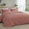 Bedsure Quilts Queen Size - Lightweight Bedspreads Queen Size with Basket Weave Pattern, Soft Quilt Bedding Set, Grayish Pink Comforter Set Coverlet for All Seasons with 2 Pillow Shams (90" x 96") view 1