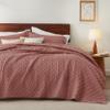 Bedsure Quilts Queen Size - Lightweight Bedspreads Queen Size with Basket Weave Pattern, Soft Quilt Bedding Set, Grayish Pink Comforter Set Coverlet for All Seasons with 2 Pillow Shams (90" x 96") view 2