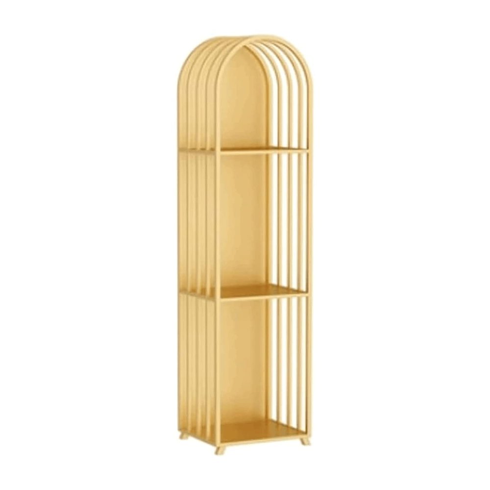 Rieort Fashion Bookshelf Stylish Bookshelf Dimensional Frame Design Bookcase Iron Arched Rack Bookcase Large Capacity Design Bookshelves not Shaking