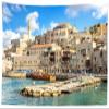 Loccor Jaffa Old City Tapestry Israel Old City Ancient Harbor Blue Sky White Cloud Tapestry Background for Travel Party Decor Children Adult Home Bedroom Living Room Decor 118''x98'' view 2