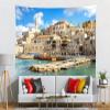 Loccor Jaffa Old City Tapestry Israel Old City Ancient Harbor Blue Sky White Cloud Tapestry Background for Travel Party Decor Children Adult Home Bedroom Living Room Decor 118''x98'' view 3