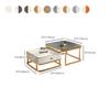 KWOKING Slate Coffee Table Square 2 Nesting Coffee Tables Set Living Room Coffee Table Glass Slate Table Square Coffee Table Gold Table Base Gold Grey 28" L x 28" W x 18" H + 24" L x 24" W x 15" H view 2
