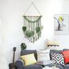 Macrame Wall Art Hanging Boho Feather Leaves Macrame Wall Hanging Tapestry Macrame Wall Mounted Decoration Feather Wall Art Tapestry For Nursery,Livingroom,Bedroom,Dorm Background Ornaments (Green) view 2