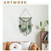 Macrame Wall Art Hanging Boho Feather Leaves Macrame Wall Hanging Tapestry Macrame Wall Mounted Decoration Feather Wall Art Tapestry For Nursery,Livingroom,Bedroom,Dorm Background Ornaments (Green) view 3