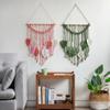 Macrame Wall Art Hanging Boho Feather Leaves Macrame Wall Hanging Tapestry Macrame Wall Mounted Decoration Feather Wall Art Tapestry For Nursery,Livingroom,Bedroom,Dorm Background Ornaments (Green) view 4