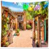 Loccor European Street Tapestry New Mexico Old Town Shops Restaurants in Historic Albuquerque Wall Hangings for Travel Hiking Party Home Living Room Bedroom Street View Tapestry 60''x50'' view 2