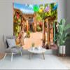 Loccor European Street Tapestry New Mexico Old Town Shops Restaurants in Historic Albuquerque Wall Hangings for Travel Hiking Party Home Living Room Bedroom Street View Tapestry 60''x50'' view 4