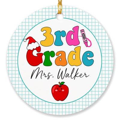 3rd Grade School Teacher Ornament Christmas, Personalized Teaching Christmas Ornament 2026, Teacher Ornaments for Xmas Tree 2026, Third Grade Teachers, Custom Teacher's Name Ornament