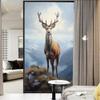 Handsome Deer Window Privacy Film Mountain Nature Landscape Wildlife Stained Glass Window Film Sun Blocking Heat Control Decorative Window Covering Film for Home Office 23.6Wx35.4L view 4