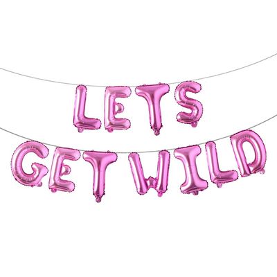 16 inch Multicolor Lets Get Wild Balloon Jungle Safari Banner Safari Baby Shower Decoration Jungle Lets Get Wild Decoration Jungle Safari Baby Shower Backdrop (LETS GET WILD Rose Red)