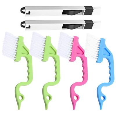 Kichvoe 6pcs Multifunctional Crevice Cleaning Brushes for Kitchen and Bathroom Ergonomic Design Sturdy and Materials for Windows Bathtubs and Hard Reach Gaps