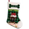 MALIHONG Personalized 1 Pack Merry Christmas Stocking Funny Dog Boxer with Santa Hat Green Buffalo Plaid Check Snowflake Xmas for Dog Pet Fireplace Home Decor 14.4" view 1