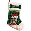 MALIHONG Personalized 1 Pack Merry Christmas Stocking Dog Border Terrier with Santa Hat Green Buffalo Plaid Check Snowflake Xmas for Dog Pet Fireplace Home Decor 14.4" view 1