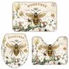 Houseown Farmhouse Bathroom Rugs Mat Sets 3 Piece, Honey Bee Flowers Bathroom Decor Mat Set with Non-Slip Rug, Toilet Lid Cover and Bath Mat Accessories view 1