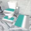 Houseown Farmhouse Bathroom Rugs Mat Sets 3 Piece, Gradient Teal and White Grayish Bathroom Decor Mat Set with Non-Slip Rug, Toilet Lid Cover and Bath Mat Accessories view 2