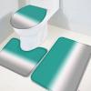 Houseown Farmhouse Bathroom Rugs Mat Sets 3 Piece, Gradient Teal and White Grayish Bathroom Decor Mat Set with Non-Slip Rug, Toilet Lid Cover and Bath Mat Accessories view 4