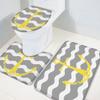 Houseown Farmhouse Bathroom Rugs Mat Sets 3 Piece, Yellow Nautical Anchor Grey Wavy Stripes Bathroom Decor Mat Set with Non-Slip Rug, Toilet Lid Cover and Bath Mat Accessories view 4