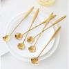 Stainless steel coffee spoon, flower golden cake spoon, dessert spoon, extended handle seasoning ice spoon view 2
