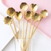 Stainless steel coffee spoon, flower golden cake spoon, dessert spoon, extended handle seasoning ice spoon view 3