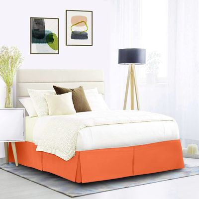 Split Corner 1000 Thread Count Box Pleated Coral Bed Skirt 39 x 75 Inches Egyptian Cotton 24 Inches Drop Twin Bed Skirt Fade Resistant Bed Cover Skirt