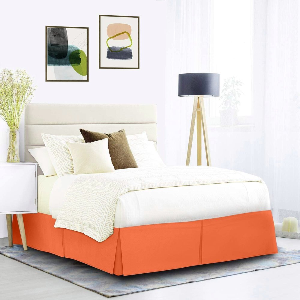Split Corner 1000 Thread Count Box Pleated Coral Bed Skirt 39 x 75 Inches Egyptian Cotton 24 Inches Drop Twin Bed Skirt Fade Resistant Bed Cover Skirt
