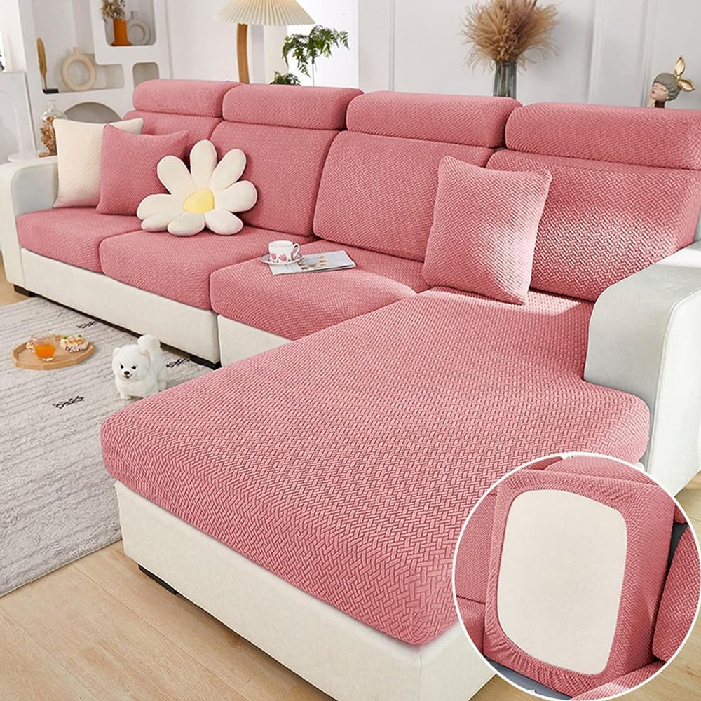 2026 New Wear-Resistant Universal Washable Stretch Couch Cushion Covers Sofa Covers for Sectional Sofa Slipcovers (Pink,Pillow Cover)