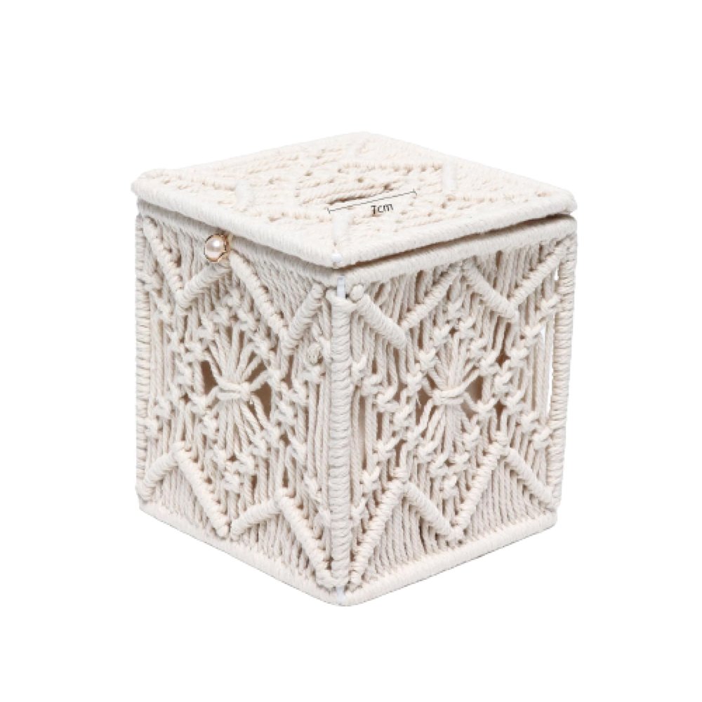 Paper Towel Box, Household Paper Towel Box, Creative Cotton Rope Woven Paper Box 15 * 14 * 14