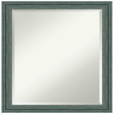 Amanti Art Blue Wall Mirror 27x21 Upcycled Teal Grey Rectangle Bathroom Mirror for Wall Decor Living Room, Medium Country Rustic Wood Frame, Hangs Horizonally and Vertically, Bathroom Decor, Beveled