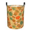 Tropical Tiki Pineapple Hibiscus Laundry Hamper with Durable Handle Waterproof Collapsible Laundry Basket Round Storage Basket Dirty Clothes Organizer Bag for Bedroom Bathroom Dorm Office view 1