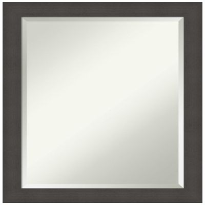 Amanti Art Silver Bathroom Mirror for Over Sink, 28x22 Blaine Light Pewter Narrow Rectangle Vanity Mirror, Medium Modern Frame, Hangs Horizonally and Vertically, Bathroom Wall Decor, Beveled Edge