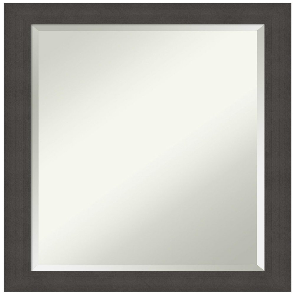 Amanti Art Silver Bathroom Mirror for Over Sink, 28x22 Blaine Light Pewter Narrow Rectangle Vanity Mirror, Medium Modern Frame, Hangs Horizonally and Vertically, Bathroom Wall Decor, Beveled Edge