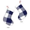 Yssammns Christmas Stockings, Navy Blue and White Check Plaid Christmas Fireplace Hanging Stockings Classic Stockings for Family Holiday Xmas Party Decorations view 3