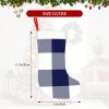 Yssammns Christmas Stockings, Navy Blue and White Check Plaid Christmas Fireplace Hanging Stockings Classic Stockings for Family Holiday Xmas Party Decorations view 4