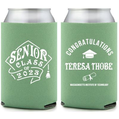 Personalized Senior Class Graduation Full Color Can Coolers (Sage)