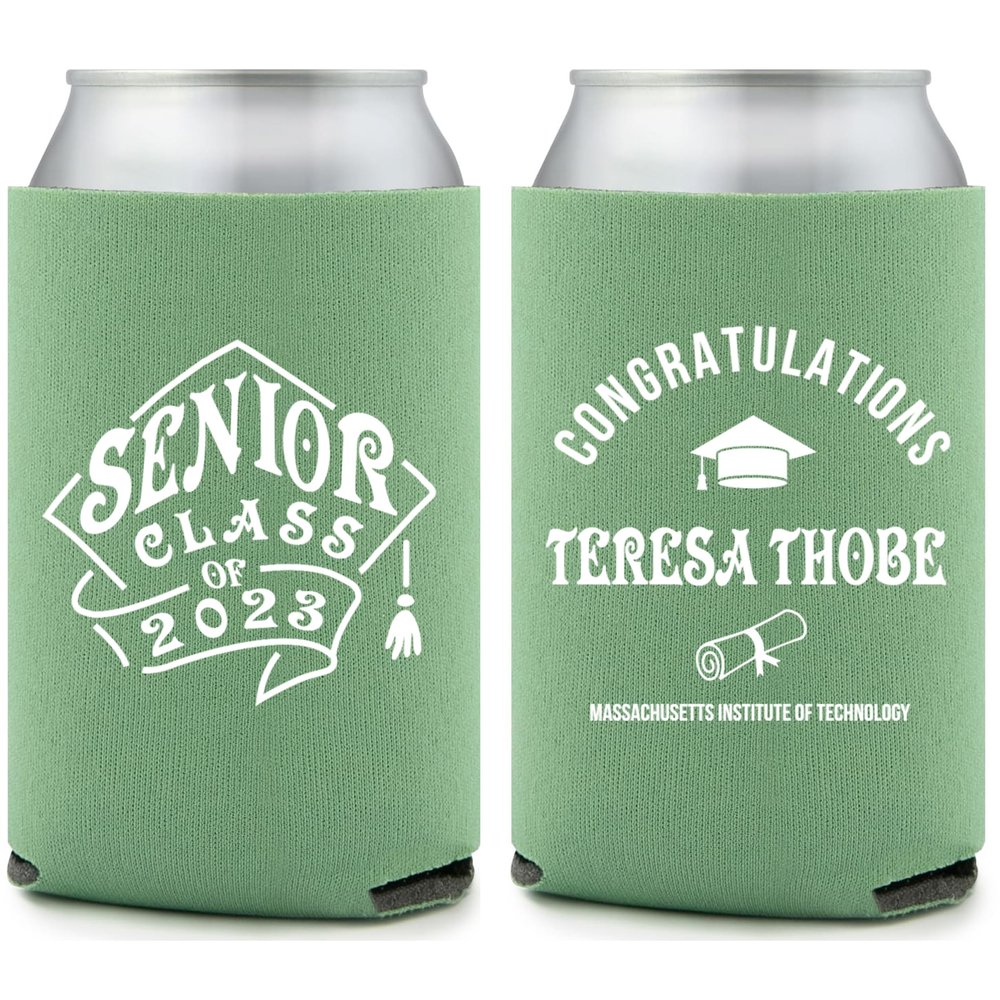 Personalized Senior Class Graduation Full Color Can Coolers (Sage)