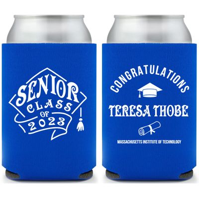 Personalized Senior Class Graduation Full Color Can Coolers (Cerulean)