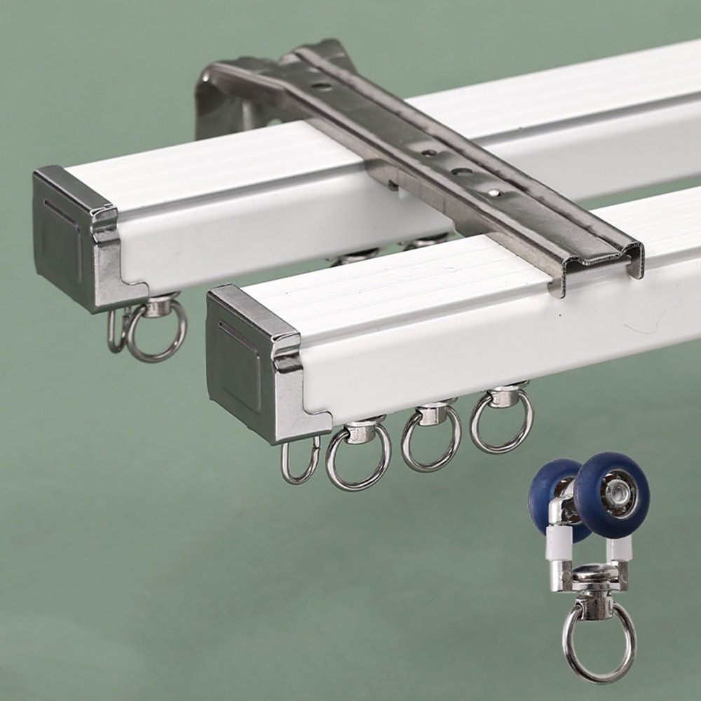 YJLTKL Curtain Pole, for Curtain Rail with Track Curtain System Bed Curtains, Shower Room Divider, Bay Windows, RV, Aluminum Alloy (Color : Wall-A2, Size : 1.4m/4.59FT)