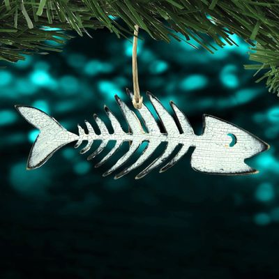 Halloween Fish Skeleton Wooden Ornaments by G. DeBrekht | Thanksgiving Halloween Decor - 8199528 SINGLE piece