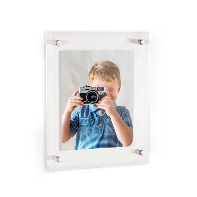10 x 21 Contemporary Acrylic Floating Frame: Elevate Your Art and Photos in Style - Featuring 19x25mm Polished Chrome Acrylic Standoff for Wall Mounting.