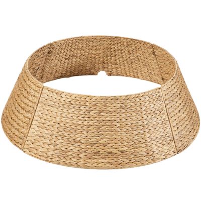 Best Choice Products 24in Christmas Tree Collar, Woven Hyacinth 3-Piece Holiday Rattan Tree Skirt Accessory for Home w/Cord Cut-Out - Natural