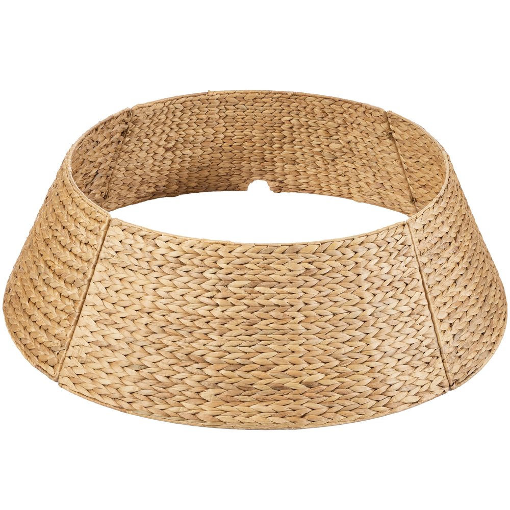 Best Choice Products 24in Christmas Tree Collar, Woven Hyacinth 3-Piece Holiday Rattan Tree Skirt Accessory for Home w/Cord Cut-Out - Natural