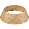 Best Choice Products 24in Christmas Tree Collar, Woven Hyacinth 3-Piece Holiday Rattan Tree Skirt Accessory for Home w/Cord Cut-Out - Natural view 1